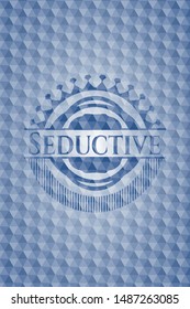 Seductive blue hexagon badge. Vector Illustration. Detailed.