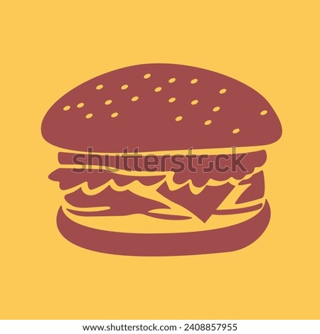 Seductive burger silhouette boldly imprinted against a bright yellow backdrop, creating a visually enticing contrast with a touch of warmth
