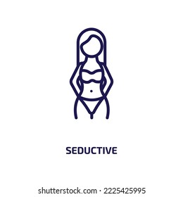 seductive icon from people collection. Thin linear seductive, beautiful, female outline icon isolated on white background. Line vector seductive sign, symbol for web and mobile