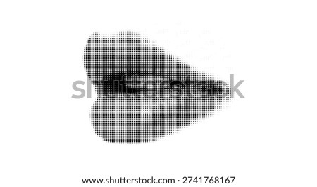 Seductive Lips Halftone Black and White Vector Illustration