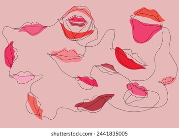 Seductive lips painted with abstract mofifs