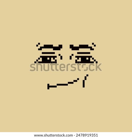 Seductive man face, pixel art meme