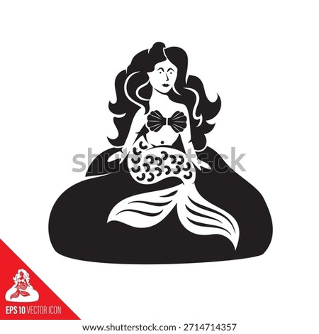 Seductive mermaid cartoon vector symbol for Mermaid Day on March 29