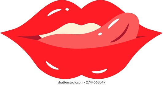 Seductive Red Lips with Playful Tongue Expression