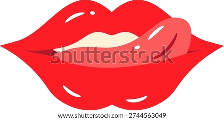 Seductive Red Lips with Playful Tongue Expression