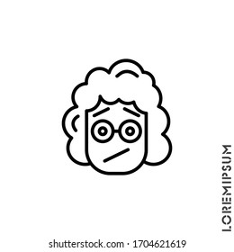 Seductive Smile Emoticon girl, woman Icon Vector Illustration. Outline Style. Angry icon vector