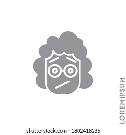 Seductive Smile Emoticon girl, woman Icon Vector Illustration. Style. Angry icon vector. gray on white background