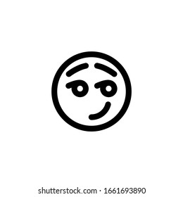 Seductive Smile Emoticon Icon Vector Illustration. Outline Style.
