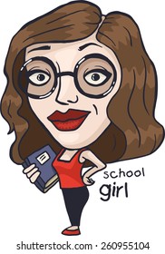 seductive student in glasses with books