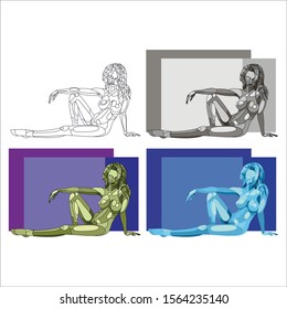 seductive woman posing against the backdrop of the rectangle