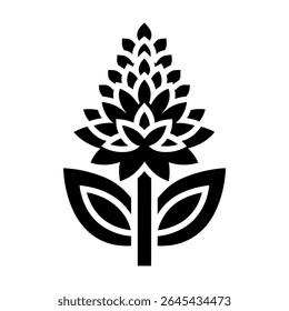 "Sedum Flower Icon" - A Garden-Themed Vector Logo, Featuring A Sedum Flower As A Central Pictogram For Flora Lovers.