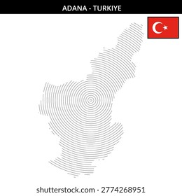 See Adana outline in concentric lines with