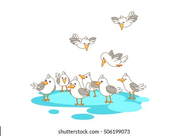 See Birds in group beautiful vector illustration