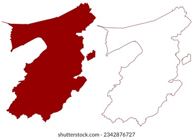 See District (Switzerland, Swiss Confederation, Canton of Fribourg or Freiburg) map vector illustration, scribble sketch Seebezirk or District du Lac map