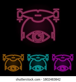 see the drone color neon set. Simple thin line, outline vector of drones icons for ui and ux, website or mobile application