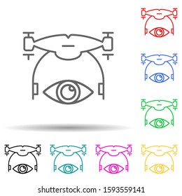 see the drone multi color style icon. Simple thin line, outline vector of drones icons for ui and ux, website or mobile application