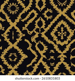 see an ethnic pattern in which ikat motifs are prominently displayed