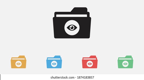 Vea la carpeta. Icono de detalles de carpeta. Vista de archivos de carpetas. Carpeta con un icono visual sencillo. Ilustración vectorial .Vea detalle. Conjunto de coloridos iconos de diseño plano