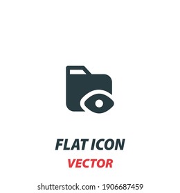 See the folder file view eye icon in a flat style. Vector illustration pictogram on white background. Isolated symbol suitable for mobile concept, web apps, infographics, interface and apps design.