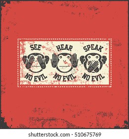 See, Hear, Speak No Evil. Vector Illustration