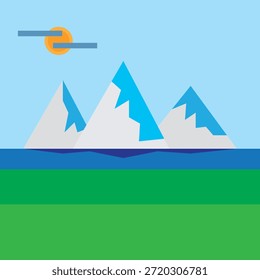 See ice mountains from beach