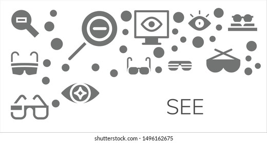see icon set. 11 filled see icons.  Collection Of - Zoom out, Glasses, 3d glasses, Sunglasses, View, Eye