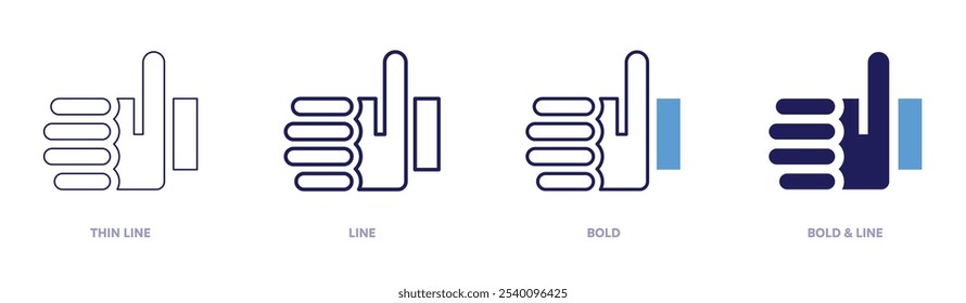 Ähnliches Icon in 4 verschiedenen Stilen. Dünne Linie, Linie, Fett und Fette Linie. Duotone-Stil. Bearbeitbarer Strich.