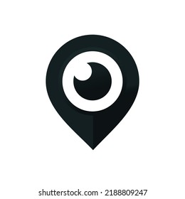 See location. Map pin point with eye icon. Illustration vector