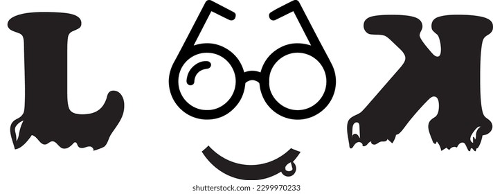 See logo vector. A simple logo with a pair of eyeballs and a smile is used instead of the o. Vector illustration design. Elegant logo. Isolated on white