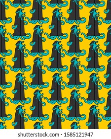 See monster follower background. Monk octopus with tentacles and in cassock