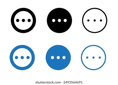 see more detail icon - more details button, push to get more icon dots symbol, three points in circle with filled, thin line, outline and stroke style for apps and website
