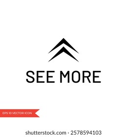 See more icon. Swipe Up button. Arrow up for social media stories, scroll	
