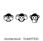 See no evil, hear no evil, speak no evil. Three wise monkeys vector icons.