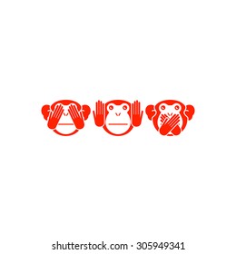 See No Evil, Hear No Evil, Speak No Evil. Vector Illustration.