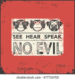 See No Evil, Hear No Evil, Speak No Evil. Vector Illustration