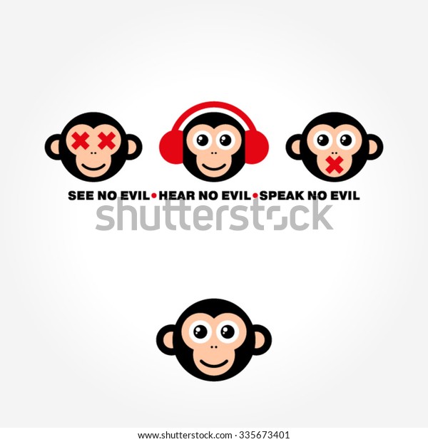 See no evil, hear no evil, speak no evil.\
Vector illustration.