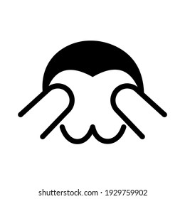 See no evil monkey icon isolated vector illustration. High quality black style emoji