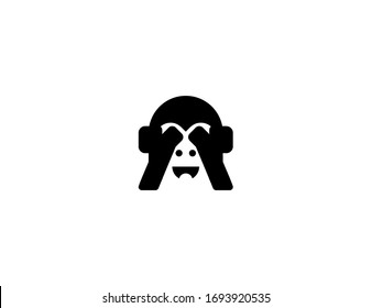 See no evil monkey vector flat icon. Isolated monkey face illustration 