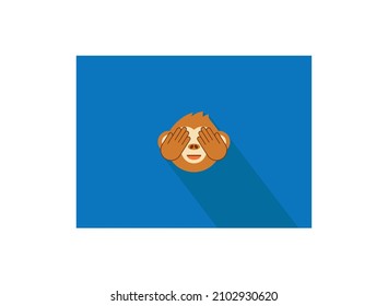 See no evil monkey vector flat icon. Isolated monkey face emoji illustration