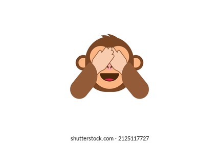 See no evil monkey vector flat icon. Isolated monkey face emoji illustration