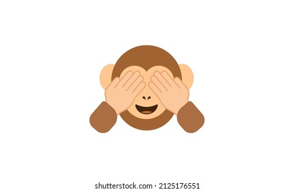 Kein böser Affe, Vektorsymbol. Emoji-Illustration des Affen