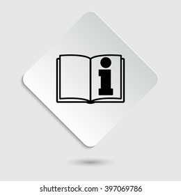 See owner's manual - black vector icon  on a paper button