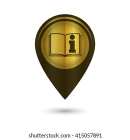 See owner's manual - black vector icon; golden  map pointer