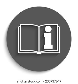 See owner's manual -  information vector icon with shadow on a round grey button