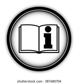 See owner's manual - vector icon; round  button with shadow