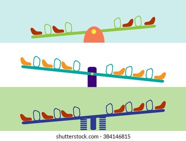 See Saw Horizontal Set,Vector Illustrations