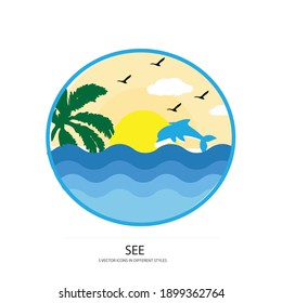 icono de ver y del tipo de vector de mar