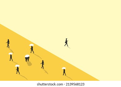 See, think, do different business vector concept. Visionary leader symbol with unique and creative solutions. Businessman manager with innovative mindset. Eps10 vector illustration.