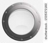 See through Porthole glass window from spaceship or submarine blank scene on transparency grid