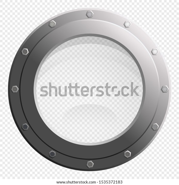 See through Porthole glass\
window from spaceship or submarine blank scene on transparency\
grid